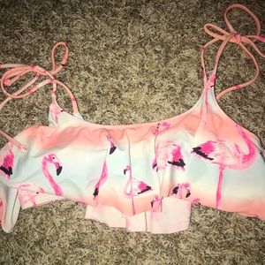 VS pink flamingo flounce bikini top